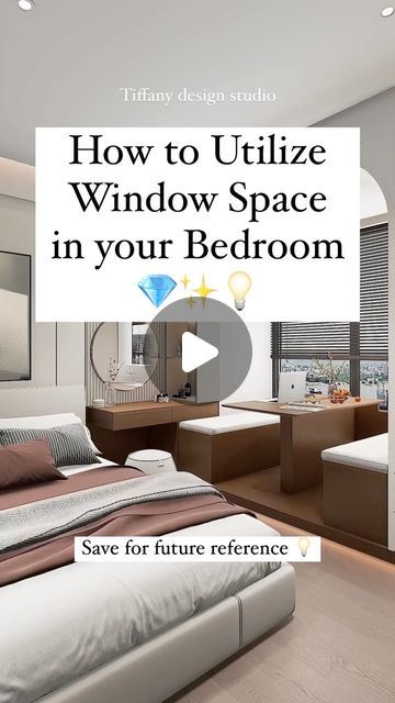 Tiffany design studio💎 on Instagram: "Bedroom’s window utilization 💎✨💡 • • • #tiffanydesignstudio #bedroomdesignideas #bedroomwindow" Modern Window Design Bedrooms, Indian Bedroom Design, 2023 Bedroom, Bedrooms Luxury, Modern Window Design, Instagram Bedroom, Wide Window, Indian Bedroom, Packing Hacks Clothes