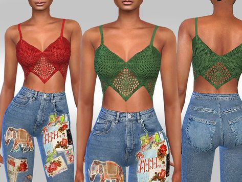 Sims 4 Curly Hair, Handmade Tops, Hippie Crochet, Sims 4 Cc Folder, Sims Four, Hippie Tops, Sims 4 Cc Packs, Sims Hair, Sims 4 Clothing