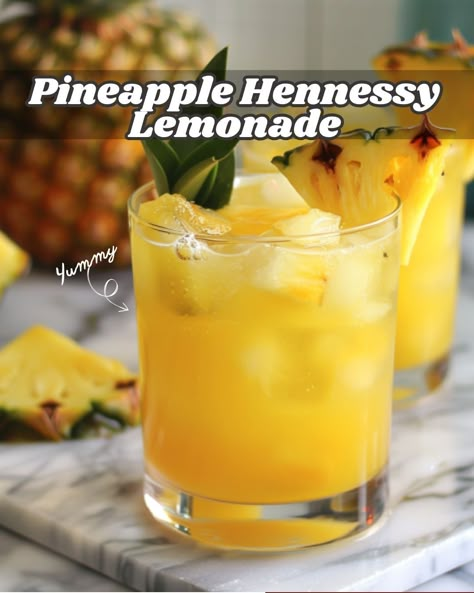 Hennessy Lemonade, Hennessy Cocktails, Hennessy Drinks, Hennessy Cognac, Alcholic Drinks, Cocktail Drinks Alcoholic, Pineapple Drinks, Mixed Drinks Alcohol, Yummy Alcoholic Drinks