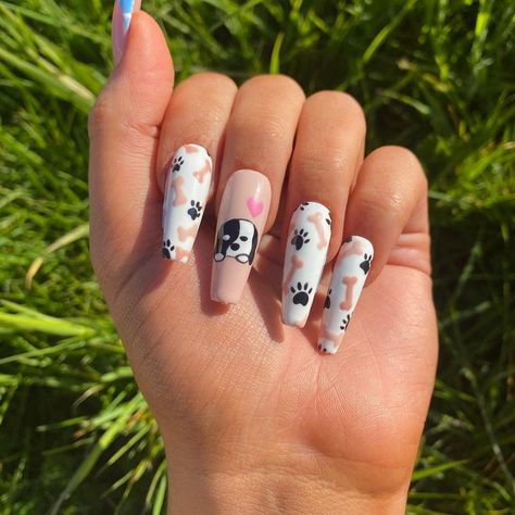 Dog Groomer Acrylic Nails, Puppy Nails, Mom Nails, Dog Nail Art, Aesthetic Lookbook, Fav Animal, Nail Pics, Dog Nails, Dog Themed