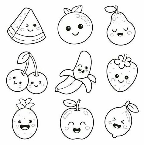 Fruits And Vegetables Drawing, Preschool Sunday School Lessons, Doodle Food, Vegetable Drawing, Food Doodles, Fruit Coloring Pages, Fruits Drawing, Maker Project, Kitchen Interior Design Decor