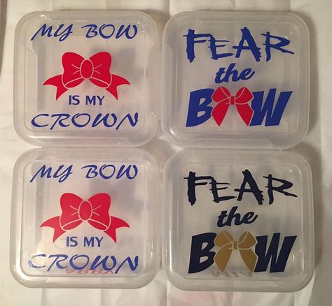 Cheer Bow Box Ideas, Cheer Bow Box Diy, Cheer Captain Bow Ideas, Stiff Cheer Bows Diy, Bow Box Cheer, How To Make Cheer Bows Stiff, Cheerleading Competition, Cheer Ideas, Boxing Quotes