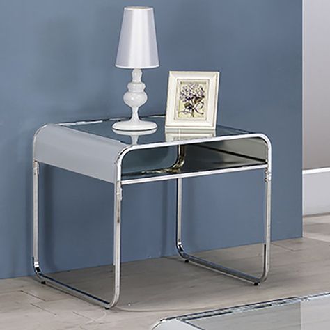 Wade Logan® Armantine Glass Sled End Table with Storage | Wayfair Glass Top End Tables, End Table With Storage, Glass End Tables, End Table Sets, Table With Storage, End Tables With Storage, Low Shelves, Furniture Of America, Coffee Table Books