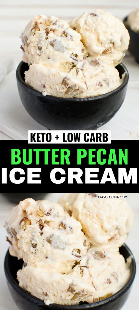 Keto Butter Pecan Ice Cream, Low Carb Ice Cream Recipe, Butter Pecan Ice Cream, Low Carb Ice Cream, Pecan Ice Cream, Postre Keto, Keto Sweets, Keto Ice Cream, Keto Brownies