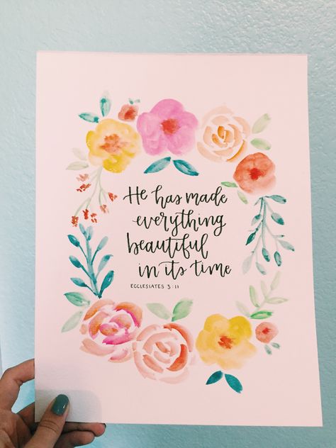 Calligraphy Quotes Doodles, In His Time, Calligraphy Quotes, Floral Art, Inspirational Words, Hand Lettering, Bible Verses, Doodles, Floral