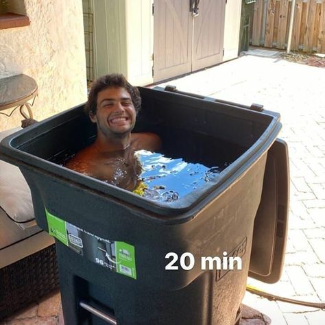 Ice bqth Diy Ice Bath Tub, Ice Bath Tub Diy, Diy Cold Plunge Tub, Ice Bath Recovery, Ice Bath Tub, Diy Hot Tub, Balcony Pool, Noah Centineo, Wim Hof