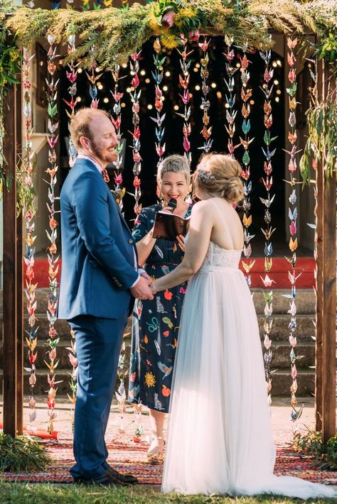 Paper Crane Wedding Backdrop, Paper Crane Wedding Decor, Paper Cranes Wedding, Peruvian Inspired Wedding, Paper Crane Wedding, Crane Wedding, Queensland Wedding, Rustic Country Wedding Decorations, Willowby By Watters