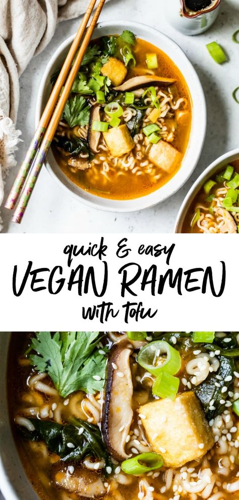 Loaded Ramen, Ramen With Tofu, Easy Vegan Ramen, Vegan Ramen Recipes, Ramen Vegan, Noodles Healthy, Resep Vegan, Tofu Recipes Easy, Vegetarian Ramen