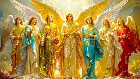 7 Archangels Images, The Seven Archangels, Divine Angel, Angel Y Diablo, Guardian Angel Pictures, 7 Archangels, God Power, Sacred Heart Art, Seven Archangels