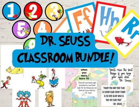 Dr Seuss Classroom, Seuss Classroom, Dr. Seuss, Character Posters, Job Chart, Counting Worksheets, Alphabet Posters, Seuss Quotes, Classroom Signs