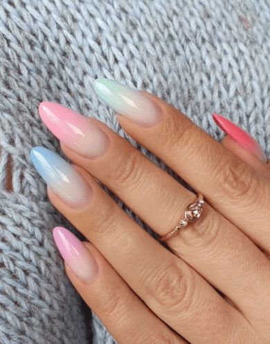 60+ Gorgeous Spring/Summer Nails To Browse For Your Next Manicure - Blush & Pearls Ombre Nail Colors, Orange Ombre Nails, Purple Ombre Nails, Pastel Nails Designs, Indigo Nails, Lavender Nails, Ombre Nail Designs, Cute Summer Nails, Ballerina Nails