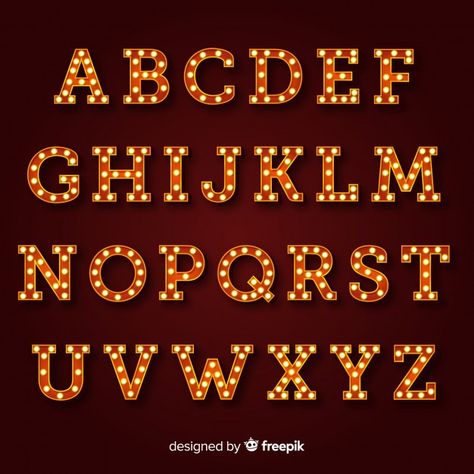 Hollywood Typography, Open Air Kino, Sign Alphabet, Deco Cinema, Alfabet Font, ポップアート ポスター, Light Font, Desain Buklet, Font Combinations