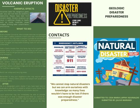 Brochure - Disaster risk management - GEOLOGIC DISASTER PREPAREDNESS VOLCANIC ERUPTION HARMFUL - Studocu Disaster Preparedness Brochure, Volcanic Eruption Brochure, Classroom Observation, Brochure Design Layouts, Disaster Plan, High School Books, Scientific Investigation, Critical Reading, Brochure Ideas