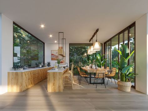 Bali Apartment Design, Modern Tropical Interior Design Living Rooms, Tropical House Interior Design, Bali Modern House, Bali Villa Interior, Modern Tropical Kitchen, Bali Inspired Home, Modern Tropical Interior Design, Modern Tropical Interior