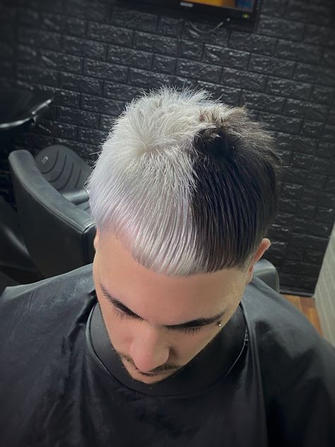 Color platinado , color en el cabello , blanco Fade Haircut Curly Hair, Fade Haircut, Hair Ideas, Curly Hair Styles, Hair Cuts, Memes, Hair, Color