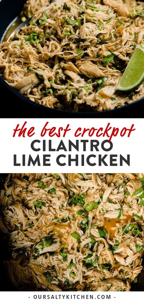 Crockpot Cilantro Lime Chicken, Cilantro Lime Chicken Crock Pot, Cilantro Lime Chicken Tacos, Clean Eating Crockpot, Keto And Gluten Free, Cream Sauces, Taco Chicken, Chicken Cooker, Lime Chicken Tacos