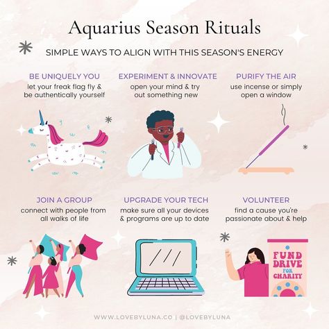 Aquarius Season Rituals ♒️ It's time to get weird, y'all 👽 Which of these #AquariusSeason rituals will you be trying out first? Also, keep … | Instagram Thursday Magick, Today Is A Great Day, Wealth Abundance, Aquarius Season, Baby Witch, Witch Magic, Modern Witch, Lucky Day, Astrology Zodiac