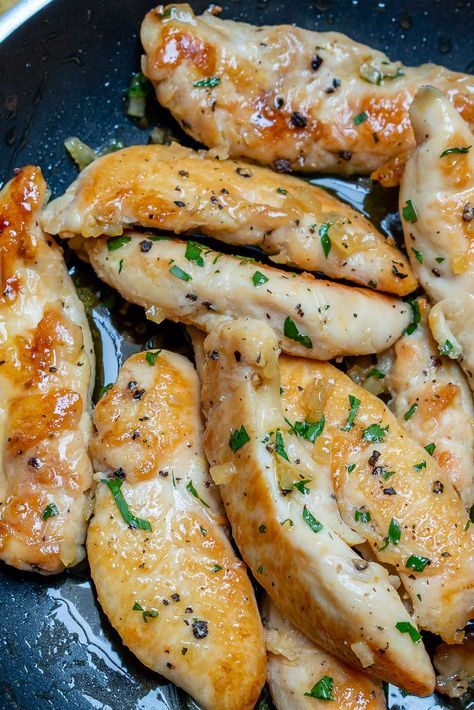 Honey Garlic Butter Chicken Tenders for Clean Eating Meal Prep! | Clean Food Crush Garlic Butter Chicken Tenders, Dinner Videos, Food Deserts, Clean Meal Prep, Chicken Tenderloin, Chicken Tenderloin Recipes, Clean Eating Chicken, Meal Prep Clean Eating, Tenderloin Recipes