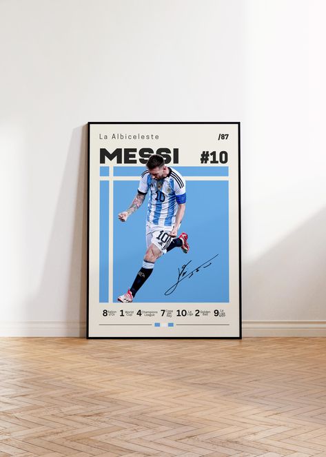 Lionel Messi Poster, Messi Poster, Messi Fan Gift, Argentina Football Print, Football Poster, Soccer Poster, Sports Poster, Gift For Him Welcome to NordicPrintsAthletes! Your go to stop for the best Sports posters! ➤ ABOUT OUR PRINTS: Each artwork is professionally printed on gallery quality matte paper which perfectly compliments the designs using only archival inks. The high print quality and the museum grade paper ensure that your wall print will last a a life time while maintaining it's orig Lionel Messi Posters, Messi Poster, Poster Sport, Soccer Wall Art, Messi Fans, Notes Digital, Poster Football, Sport Bedroom, Argentina Football