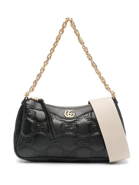 Gucci GG Matelassé Shoulder Bag - Farfetch Gucci Shoulder Bag, Gucci Black, Demi Fine Jewelry, Ballet Flat Shoes, Top Shoes, Metal Chain, Bucket Bag, Accessories Hats, Shoulder Strap