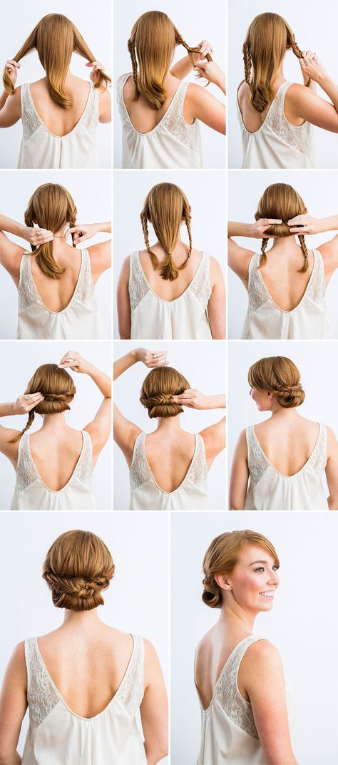 DIY wedding hair... always looking for something up, yet not just a ponytail or bun when working a wedding! Balayage Bob, Diy Wedding Hair, Step By Step Hairstyles, Peinados Fáciles Para Cabello Corto, Bridal Updo, Penteado Cabelo Curto, Elegant Updo, Hair Dos, Hair Day