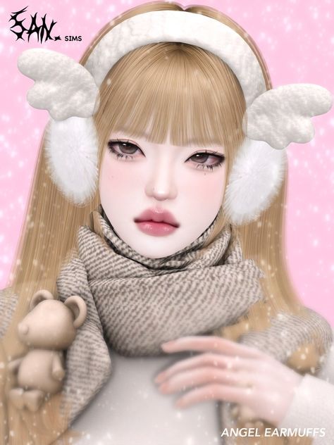 【333】Angel-Earmuffs. | Patreon Asan333 Sims 4 Cc, Sims 4 Eye Presets Asian, 333 Sims 4 Cc, Angel Accessories, Kawaii Hat, Rococo Dress, Sims 4 Male Clothes, Cc Hats, Game Screenshots