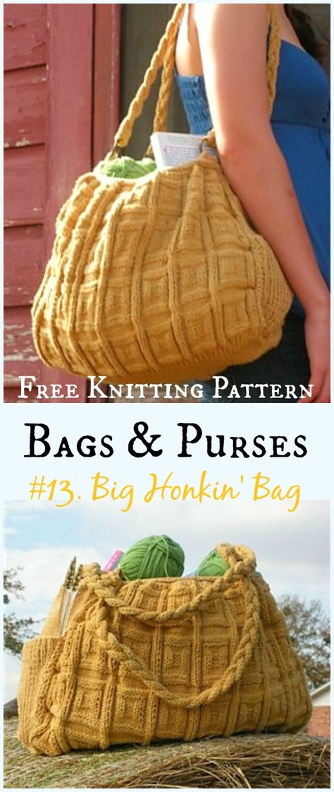 Handbag Knitting Patterns, Loom Knitting Bag Patterns Free, Free Knitting Bag Pattern, Knitted Bags Pattern, Bag Knitting Patterns Free, Purse Knitting Patterns Free, Knitting Bags Free Patterns, Knitting Household Items, Knitted Purses And Bags