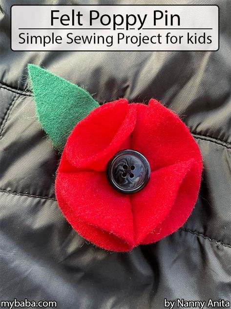 Remberance Day Activities, Making Poppies For Veterans Day, Poppy Felt Flower Template, Poppy Craft Kindergarten, How To Make A Poppy Flower, Poppies Remembrance Day, Poppy Pins Diy, Diy Poppy Pin, Felt Poppy Template Free Printable