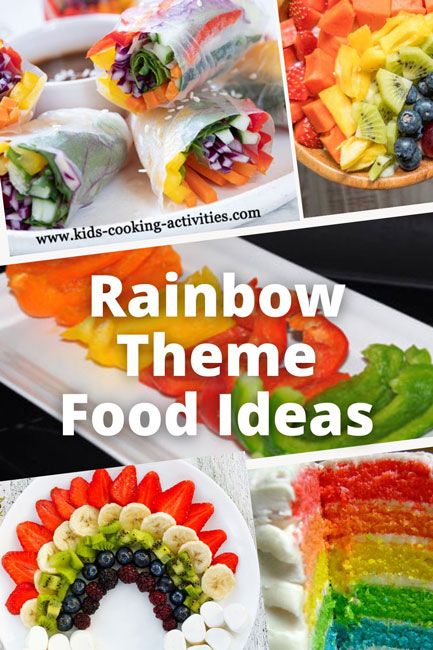 Rainbow theme dinner for kids. Rainbow Theme Food, Rainbow Themed Party Food, Rainbow Food Ideas, Rainbow Party Food, Kids Cooking Activities, Rainbow Veggies, Pumpkin Books, Rainbow Theme Party, Dinner Party Themes