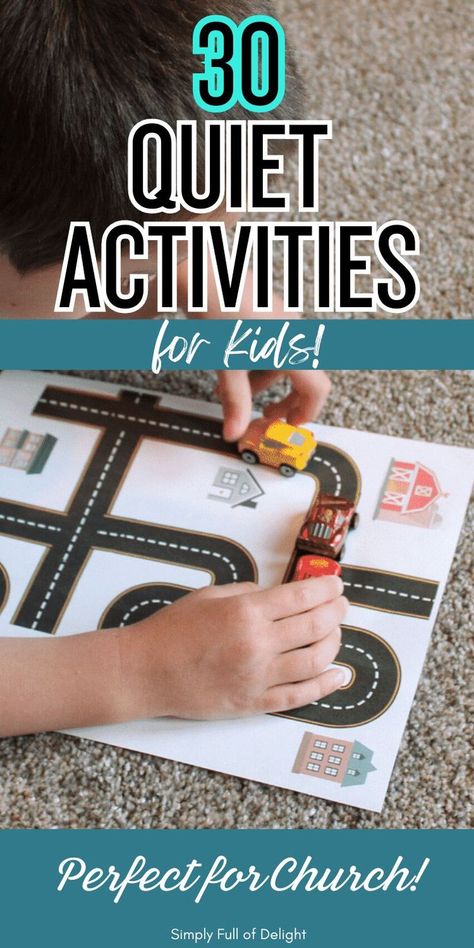 quiet church activities for kids - printable roads Quiet Activities For Toddlers, Church Activities For Kids, Quiet Toddler Activities, Kids Church Activities, Toddler Busy Bags, Quiet Games, Sunday Activities, Quiet Toys, Busy Activities