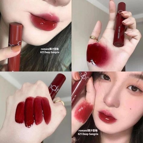 Romand Juicy Lasting Tint, Makeup Item, Red Lips Makeup Look, Alat Makeup, Doll Eye Makeup, Makeup Accesories, Lip Makeup Tutorial, Olive Young, Ethereal Makeup