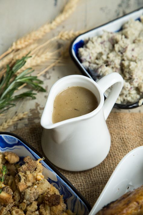 Roasted Garlic and Sage White Wine Gravy - with Diestel Turkey Gravy Turkey Recipe, Sage Gravy, White Wine Gravy, Gravy Turkey, Garlic Gravy, Wine Gravy, Turkey Gravy Recipe, Sausage Bake, Wine White