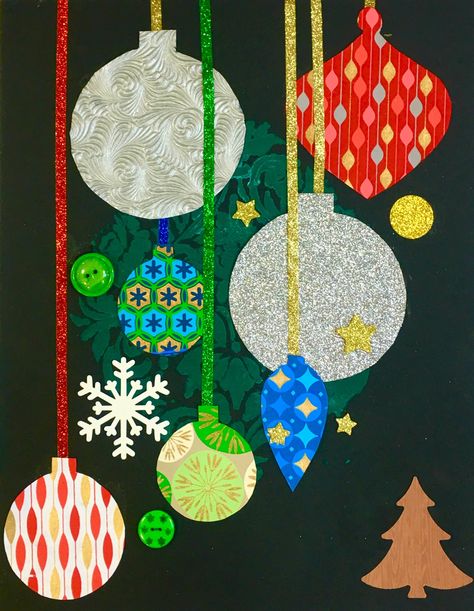 Paper Collage Christmas Card, Christmas Cards Collage, Christmas Collage Art, Collage Christmas Cards, Xmas Collage, Christmas Card Collage, Holiday Collage, Card Collage, Homemade Holiday Cards