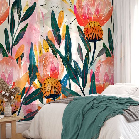 Protea Art, Wallpaper Interior, Australian Flora, Gorgeous Interiors, Australian Art, Wallpaper Bedroom, Floral Botanical, Art File, Botanical Prints