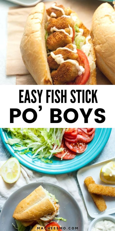 Are you after a quick and easy but delicious food hack? Try these Fish Stick Po'Boys! A sandwich made with store-bought premade fish sticks and showered with love to transform into one fantastic fish sandwich! Something as delicious as these fish stick po’ boys shouldn’t be this easy to make. I love using fresh-cut veggies and homemade roasted garlic aioli! You won't regret trying this delicious fresh lunch idea! Recipes Using Fish Sticks, Recipes With Fish Sticks, Fresh Lunch, Showered With Love, Roasted Garlic Aioli, Fish Sticks, Healthy Lunches For Kids, Fish Sandwich, Garlic Aioli