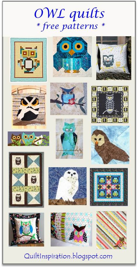 Here are some of our favorite free patterns for owls! We've found some truly adorable owl quilt designs. And who could resist a lovable owl-... Owl Quilt Pattern Free Applique Templates, Owl Applique Pattern Free, Owl Quilt Pattern Free, Owl Patterns Free Printables, Owl Quilt Block, Quilts Free Patterns, Owl Quilt Pattern, Quilt Animals, Owl Templates