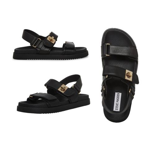 Amazon.com | Steve Madden Women's Mona Sandal | Flats Woman Sandals, Double Strap Sandals, Cute Sandals, Comfortable Flats, Designer Sandals, Womens Sandals Flat, Perfect Shoes, Gold Leather, Velcro Straps