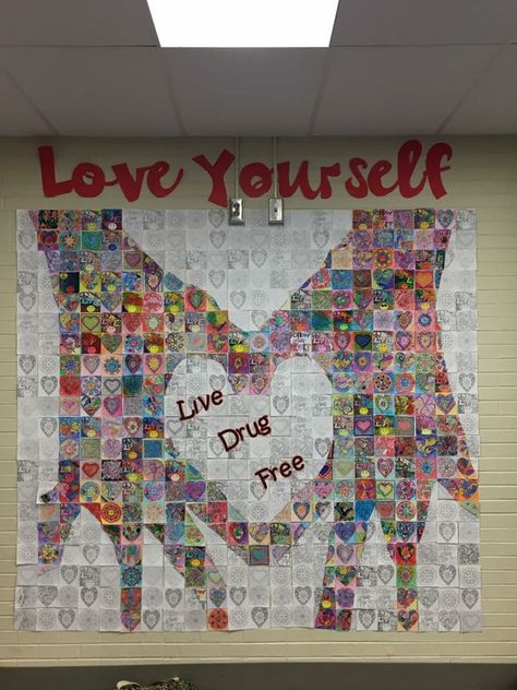 Diy Red Ribbon Week Ideas, Red Ribbon Art Projects, High School Red Ribbon Week, Red Ribbon Week Crafts, Red Ribbon Week Ideas Elementary Bulletin Board, Red Ribbon Week Themes, Red Ribbon Week 2023, Red Ribbon Week Banner, Red Ribbon Bulletin Boards