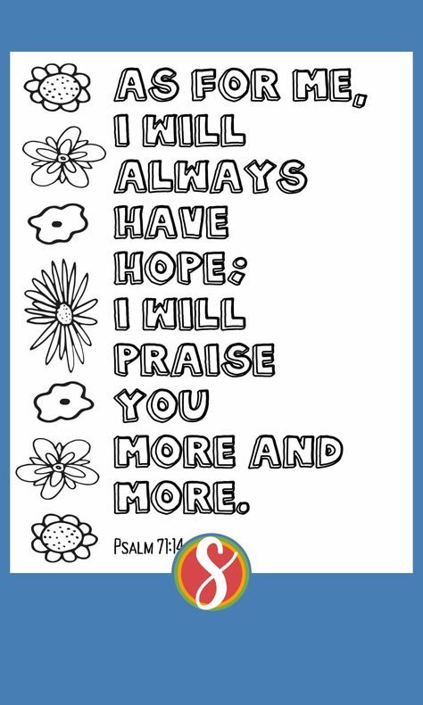 Free Hope Bible Verse Coloring Page — Stevie Doodles Hope Bible Verses, Psalm 71, Bible Verse Coloring Page, Bible Verse Coloring, Hope In God, Detailed Coloring Pages, My Hope, I Love Reading, Children's Ministry