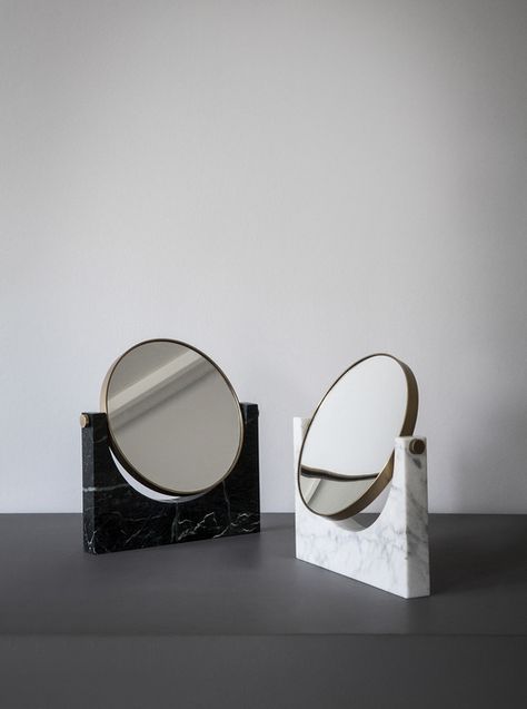 Brass & marble mirrors by Studiopepe for Menu | sightunseen.com Marble Mirror, Marble Accessories, Objet Design, Marble Design, Marble Table, Burke Decor, House Doctor, Mirror Designs, White Wall