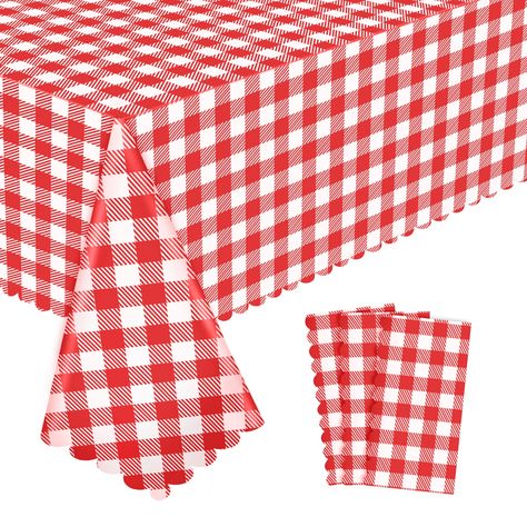 PRICES MAY VARY. 【Red Checkered Tablecloth Material】Red and white checkered tablecloth are made of PEVA, with smooth surface, waterproof and stain-resistant. Red gingham tablecloth is lightweight and easy to use indoors and outdoors. 【Red Checkered Tablecloth Size】Red plaid tablecloth measures 54×108 inches, which fits most rectangular 8-10 seater tables.Disposable red white tablecloth features scalloped edges, which is refined and elegant which can better decorate your party table. 【Easy to Cle Gingham Tablecloth, Picnic Tablecloth, Checkered Tablecloth, White Tablecloth, Plaid Tablecloth, Tablecloth Sizes, Picnic Mat, Red Checkered, Farm Party