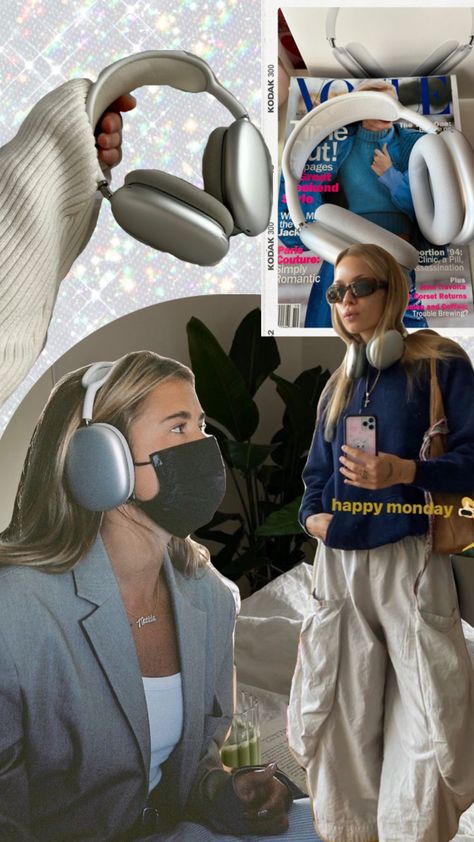 #airpodmax #airpodmaxaesthetic #cleangirl #cleangirlaesthetic Blue Airpods, Headphone Outfit, Black Couple Art, Airpods Max, Black Couple, Air Pods, Random Pics, Couple Art, Cat Ear Headphones