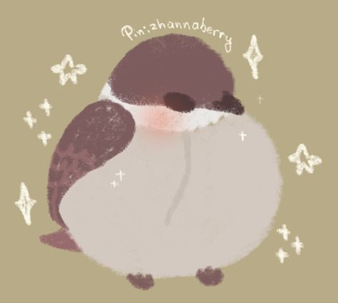 Fluffy Bird Drawing, Cute Sparrow Drawing, Sparrow Line Drawing, Bird Pfp Aesthetic, Aesthetic Bird Drawing, Sparrow Doodle, Fat Bird Drawing, Bird Simple Drawing, Cute Birds Drawing