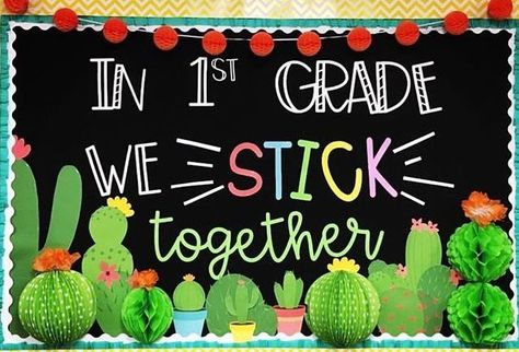 cactus bulletin board Room Door Ideas, Preschool Bulletin, Back To School Bulletin Boards, Classroom Board, Classroom Decor Themes, 4th Grade Classroom, Preschool Class, Class Room, School Bulletin Boards