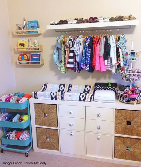 Changing Table | Organized Nursery | Diaper Changing Station | Organized Diapers | Diaper Changing Table Cube Changing Table, Diaper Changing Station Organization, Organized Nursery, Nursery Changing Station, Changing Table Storage, Cloth Diaper Storage, Small Space Baby, Diy Changing Table, Kids Clothes Storage