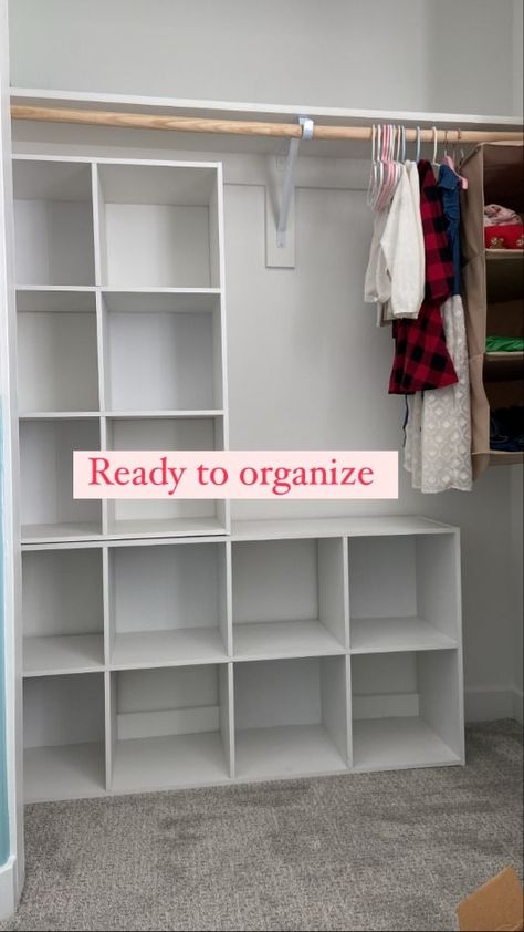 Storage Cube In Closet, Cubby Closet Organization, Closets With Cube Organizer, Cubby In Closet, Closet Organization Ideas Cubes, Cube Storage For Closet, Cubes In Closet Storage Ideas, Closet Organization Ideas With Cubes, Storage Cube Wardrobe