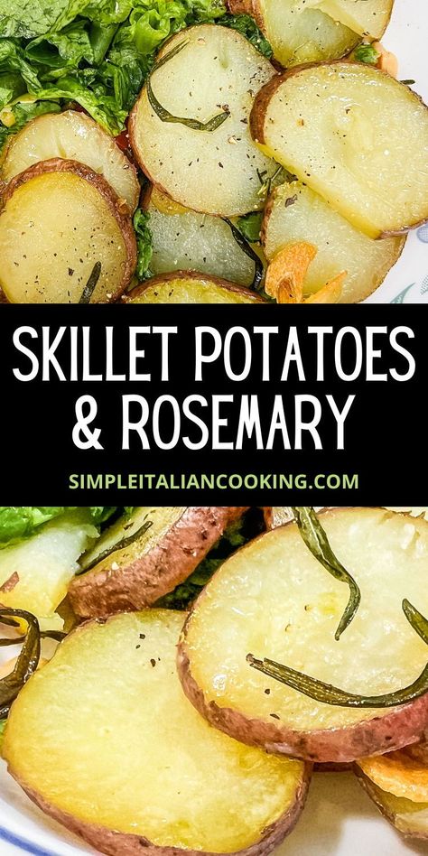 Enjoy these skillet potatoes sauteed with garlic and rosemary. One of my favorite potato side dishes with an Italian touch. Healthy Side Recipes, Italian Side Dishes, Italian Recipes Appetizers, Italian Potatoes, Sauteed Potatoes, Dessert Pasta, Rosemary Recipes, Potato Side Dish, Italian Side