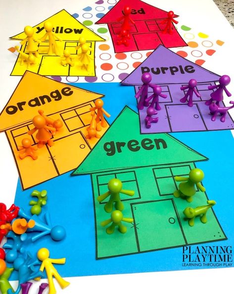 All About Me Theme - Color Sorting Preschool Activities #preschoolactivities #planningplaytime #backtoschool #preschoolworksheets All About Me Preschool Activities Outside, My Family And Friends Preschool Activities, Preschool All About Me Math Activities, Family Theme Math Activities, All About Me Maths Activities, Family Prek Theme, Home Unit Preschool Activities, All About My Family Toddler Activities, All About Me Math Activities Toddlers