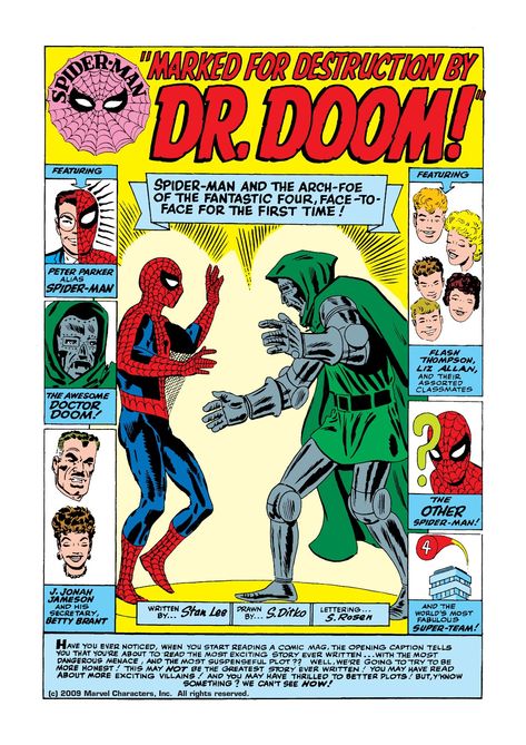 Dr. Doom VS. Spider-Man Steve Ditko Art, Marvel Comics Covers, Doctor Doom, Dr Doom, Steve Ditko, Marvel Artwork, Read Comics Online, Comic Book Pages, Splash Page