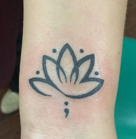 Tattoo Ideas For Woman, Small Lotus Tattoo, I Can Do Hard Things, Survivor Tattoo, Awareness Tattoo, Trending Tattoo, Semi Colon, Tattoo Process, Do Hard Things